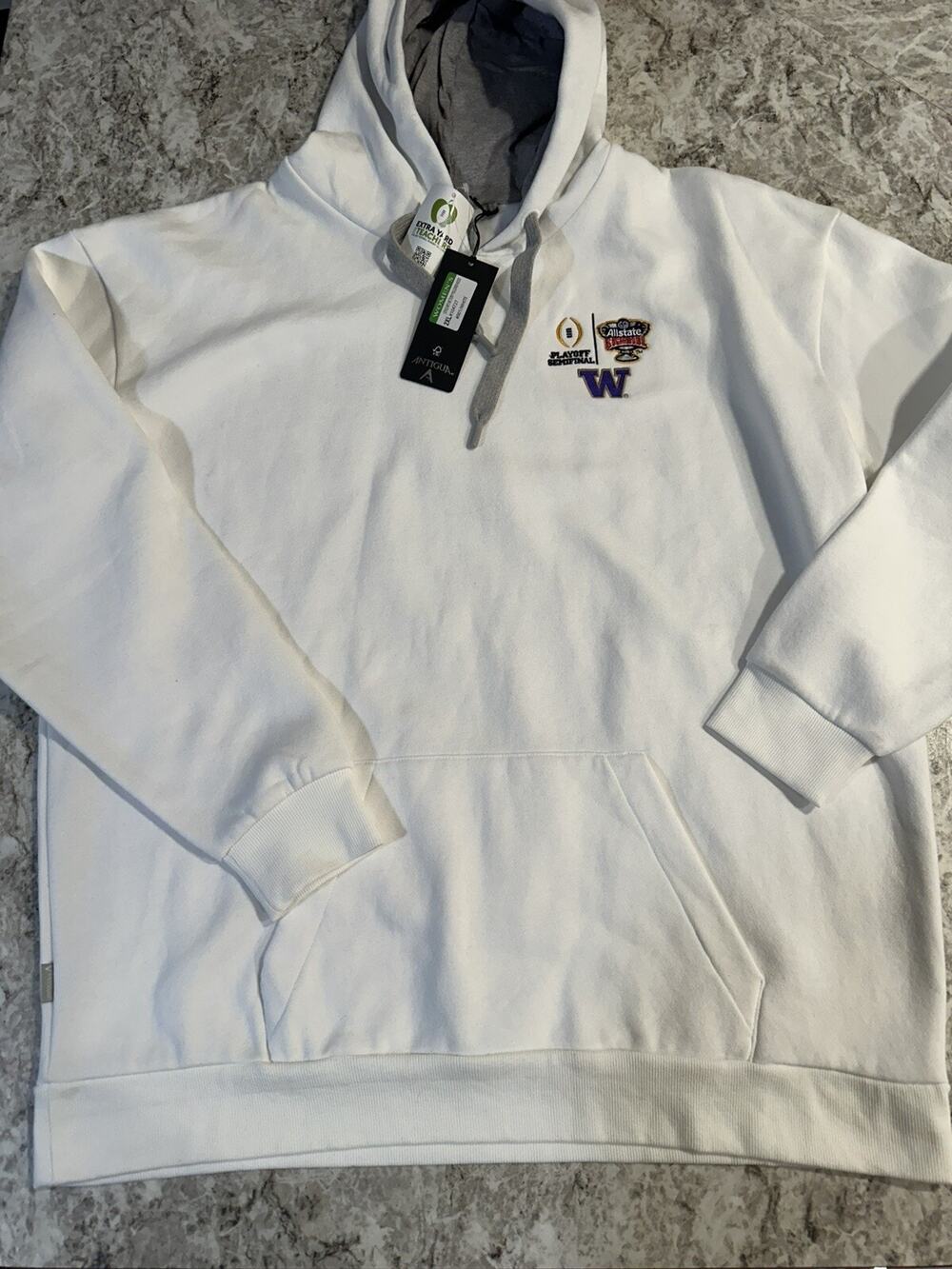 NWT Women’s Antigua Washington Huskies Hoodie White 2XL XXL Sugar Bowl Sweatshir